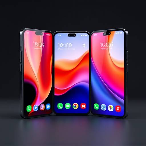 Uno smartphone con un display pieghevole, che mostra un'interfaccia utente adattata per lo schermo pi&ugrave; grande.